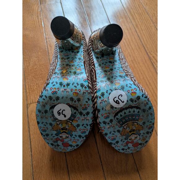 Irregular Choice Funky Artsy Boho Leather Bow Fringe Heels Sz 39 US 8 - 8.5 - Picture 6 of 7